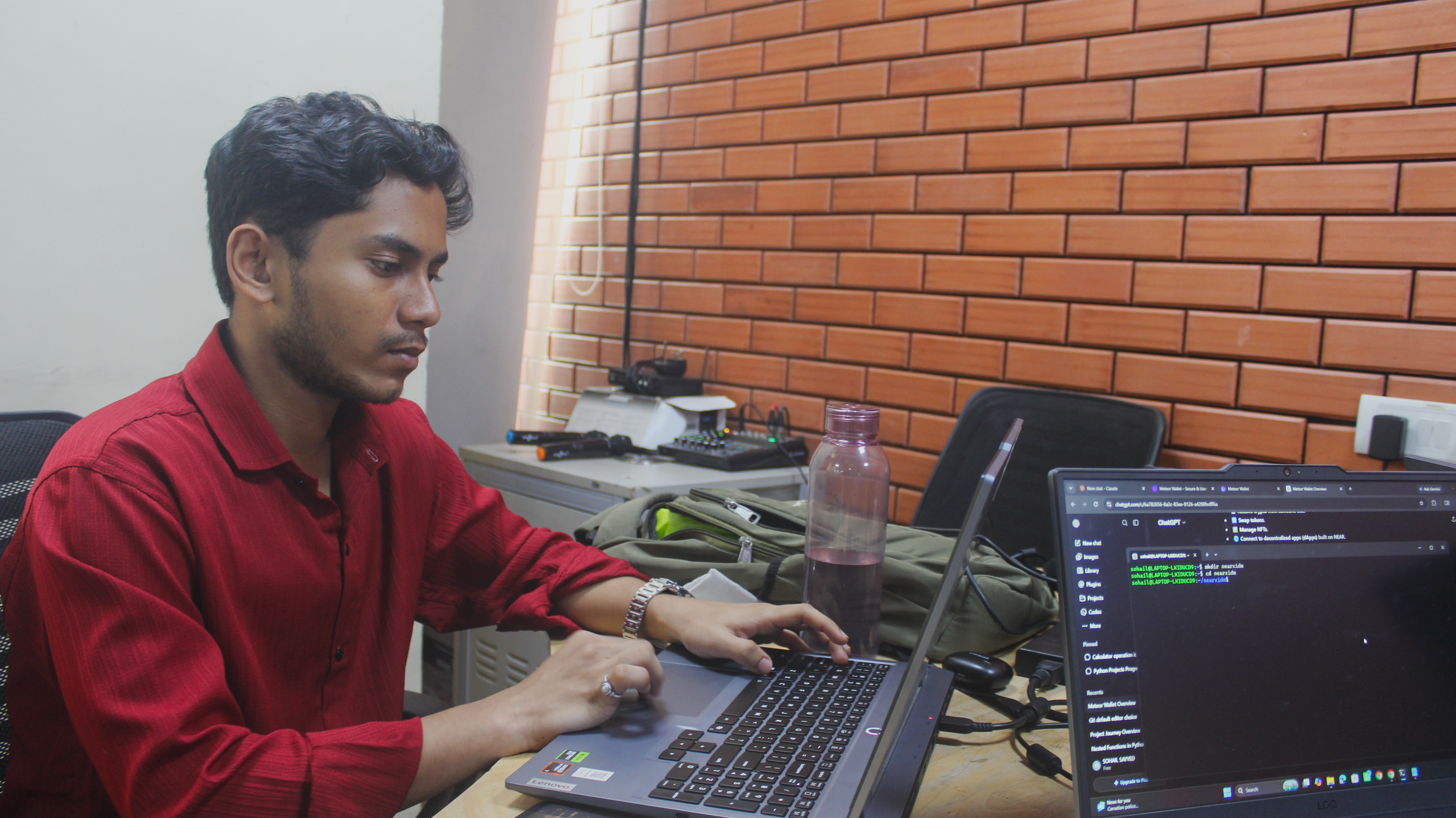 usually debugging something.